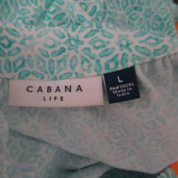 Cabana Life Dress L Large Aqua Orange Surfside Beach Swim Suit Cover Up Pockets - Picture 7 of 8